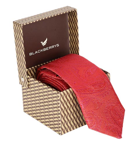 Men Paisley Woven Design Pure Silk Broad Tie